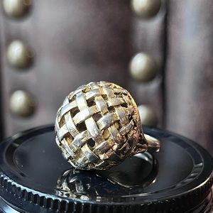 Vintage Woven Gold Tone Ring